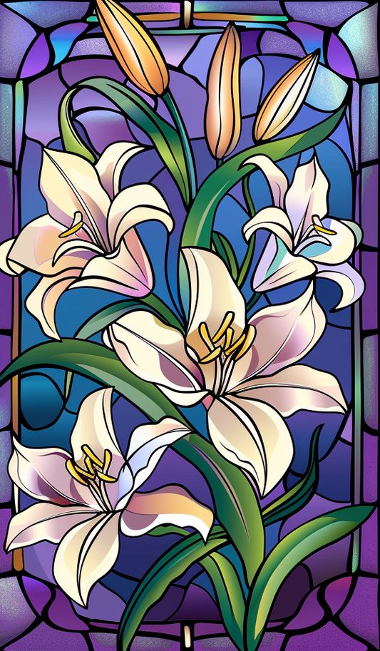 Purple Border Lily Abstract Diamond Art Kit