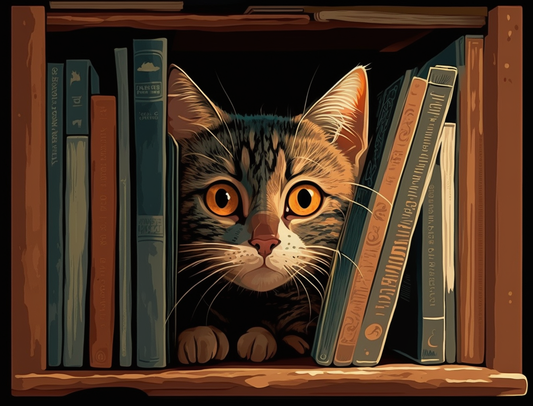 Cat In The Books Diamond Art Kit