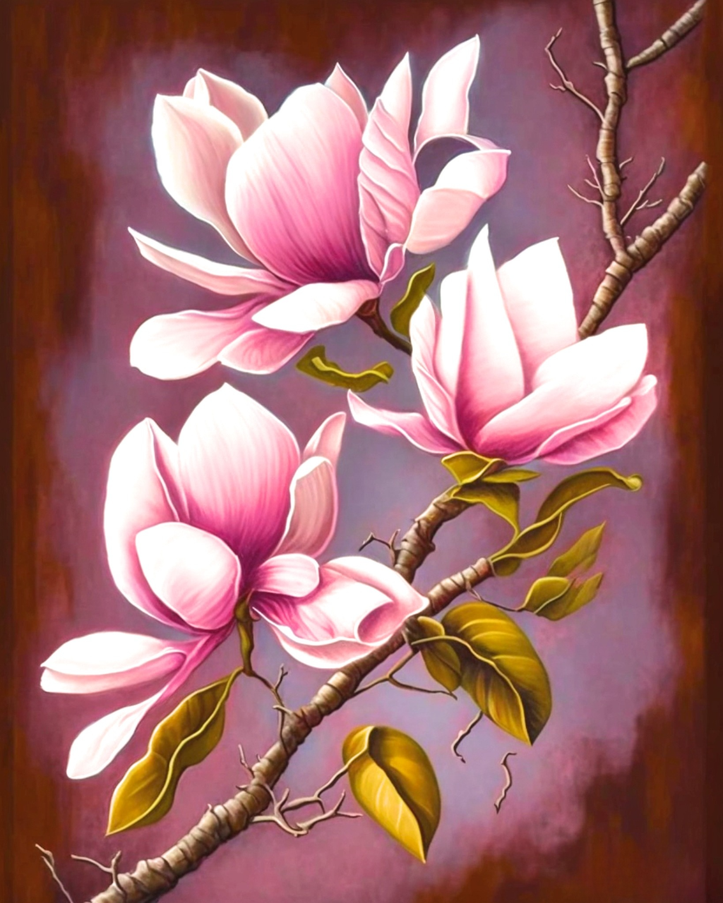 Light Pink Magnolias Diamond Art Kit