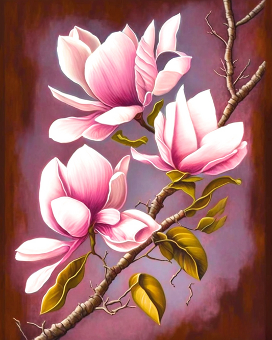 Light Pink Magnolias Diamond Art Kit
