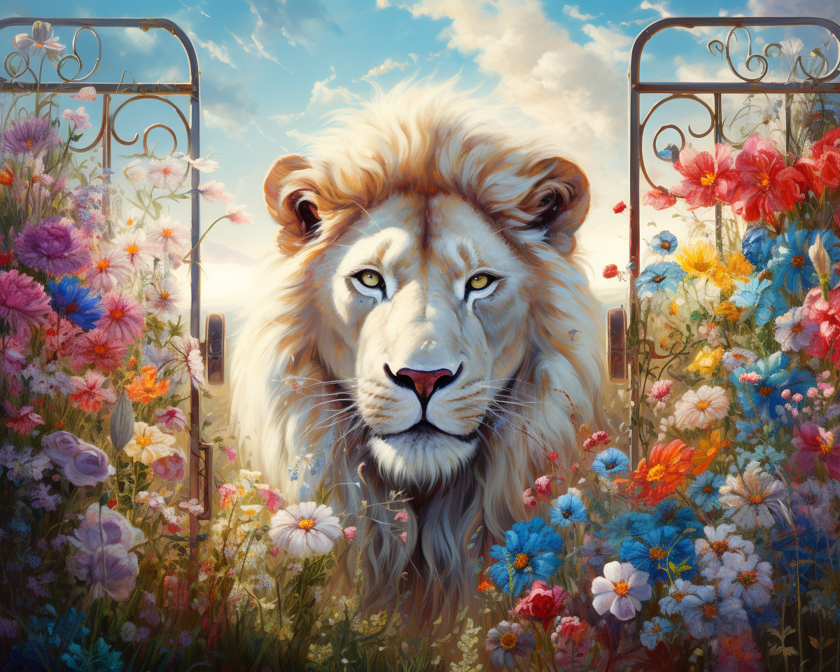Lion Garden Gate Diamond Art Kit