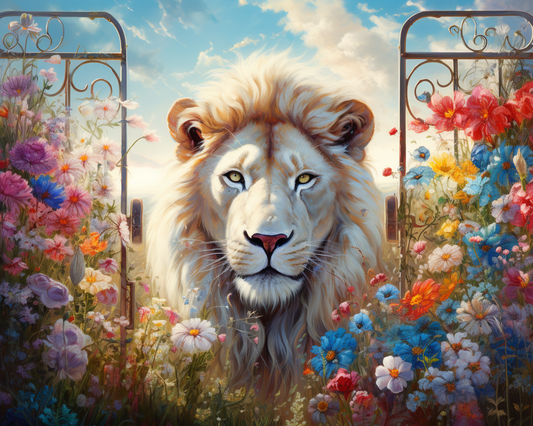 Lion Garden Gate Diamond Art Kit