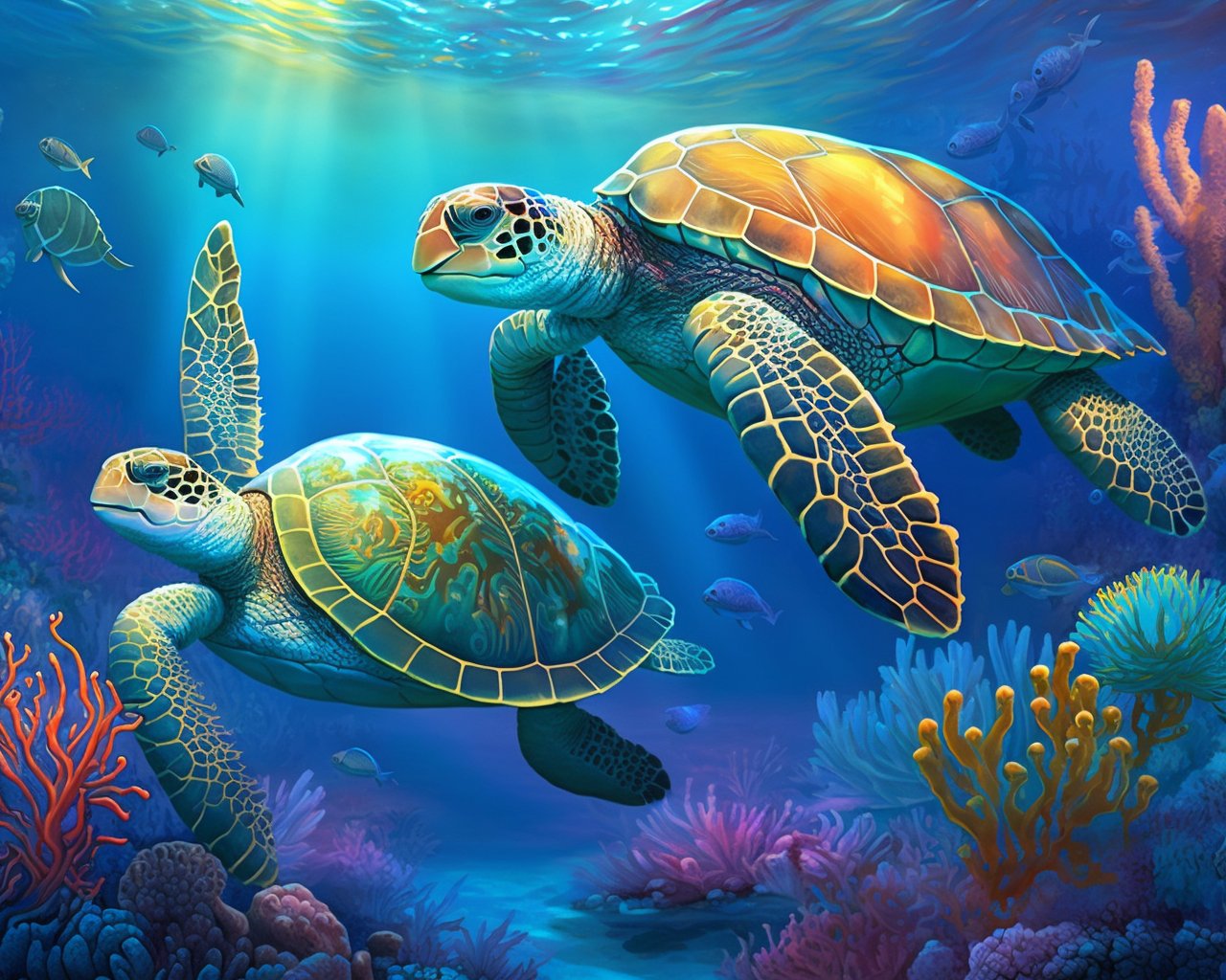 Two Sea Turtles Diamond Art Kit