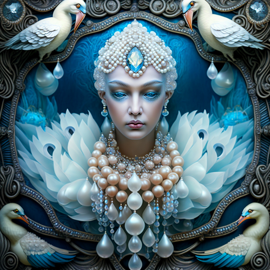 Abstract Pearls Bird Woman Diamond Art Kit