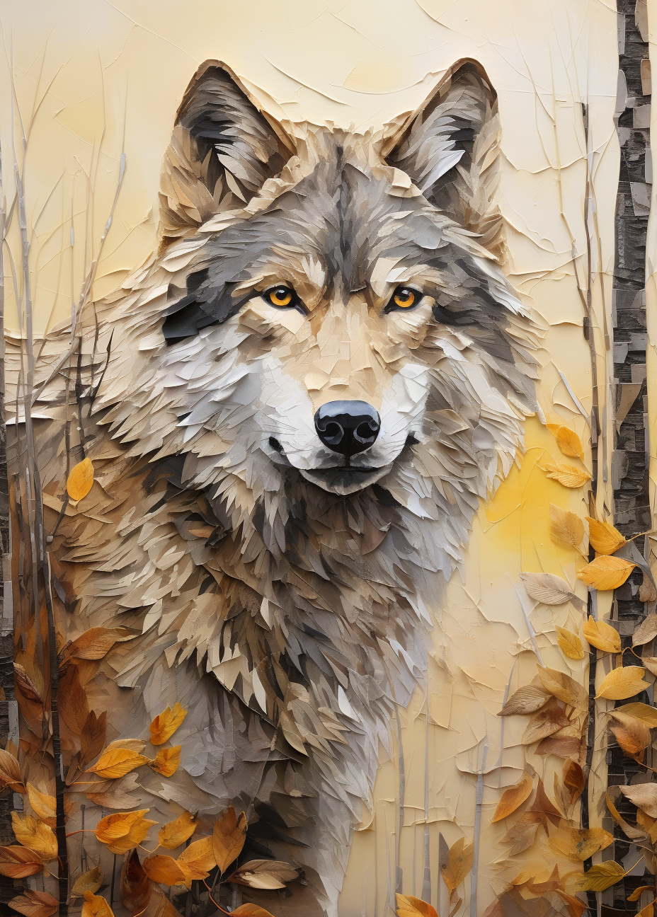 Abstract Painted Wolf Diamond Art Kit