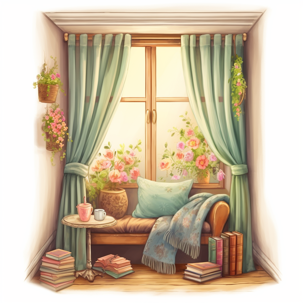 Green Curtain Reading Corner Diamond Art Kit