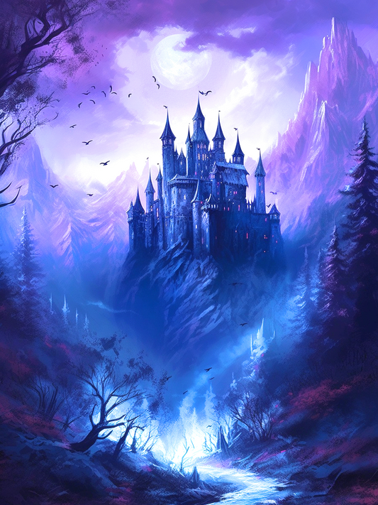 Deep Purple Forest Castle Diamond Art Kit
