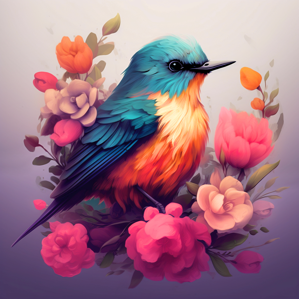 Bird In The Flowers Diamond Art Kit