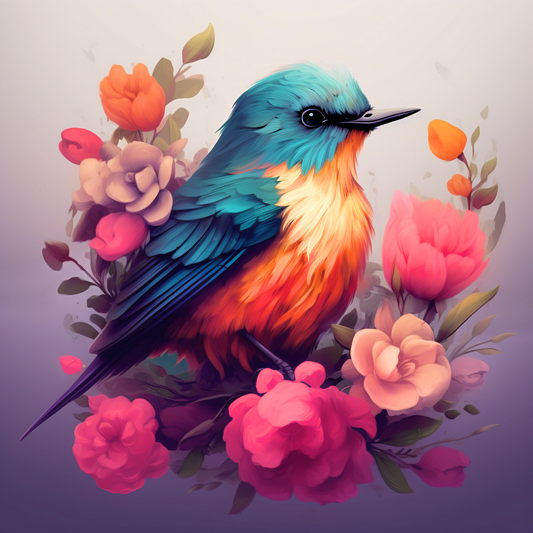 Bird In The Flowers Diamond Art Kit
