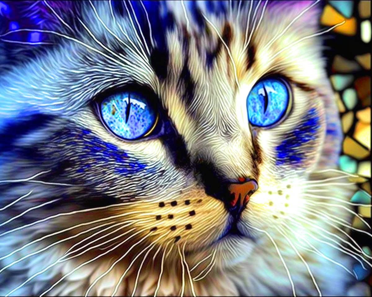 Blueeye Cat Face Diamond Art Kit
