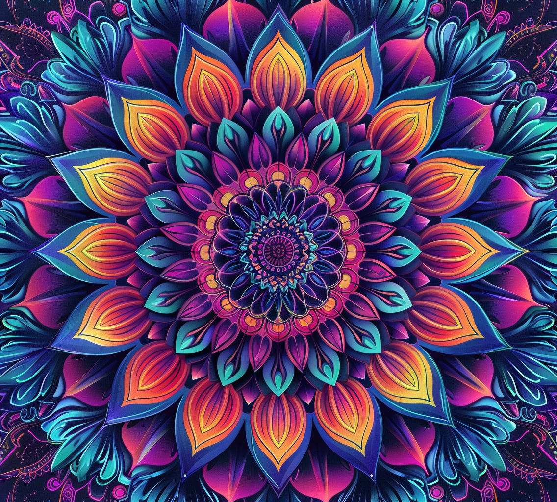 Purple Center Abstract Flower Mandala Diamond Art Kit