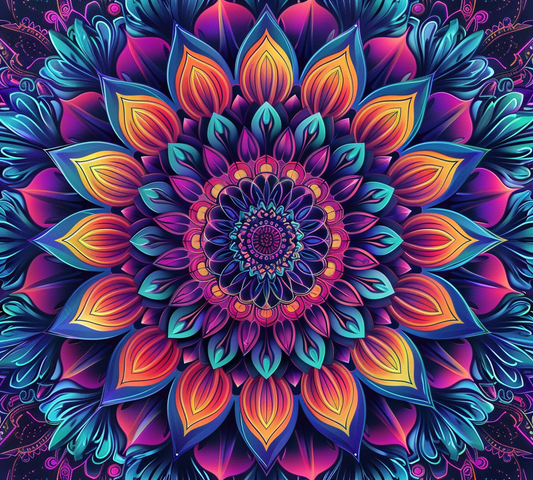 Purple Center Abstract Flower Mandala Diamond Art Kit