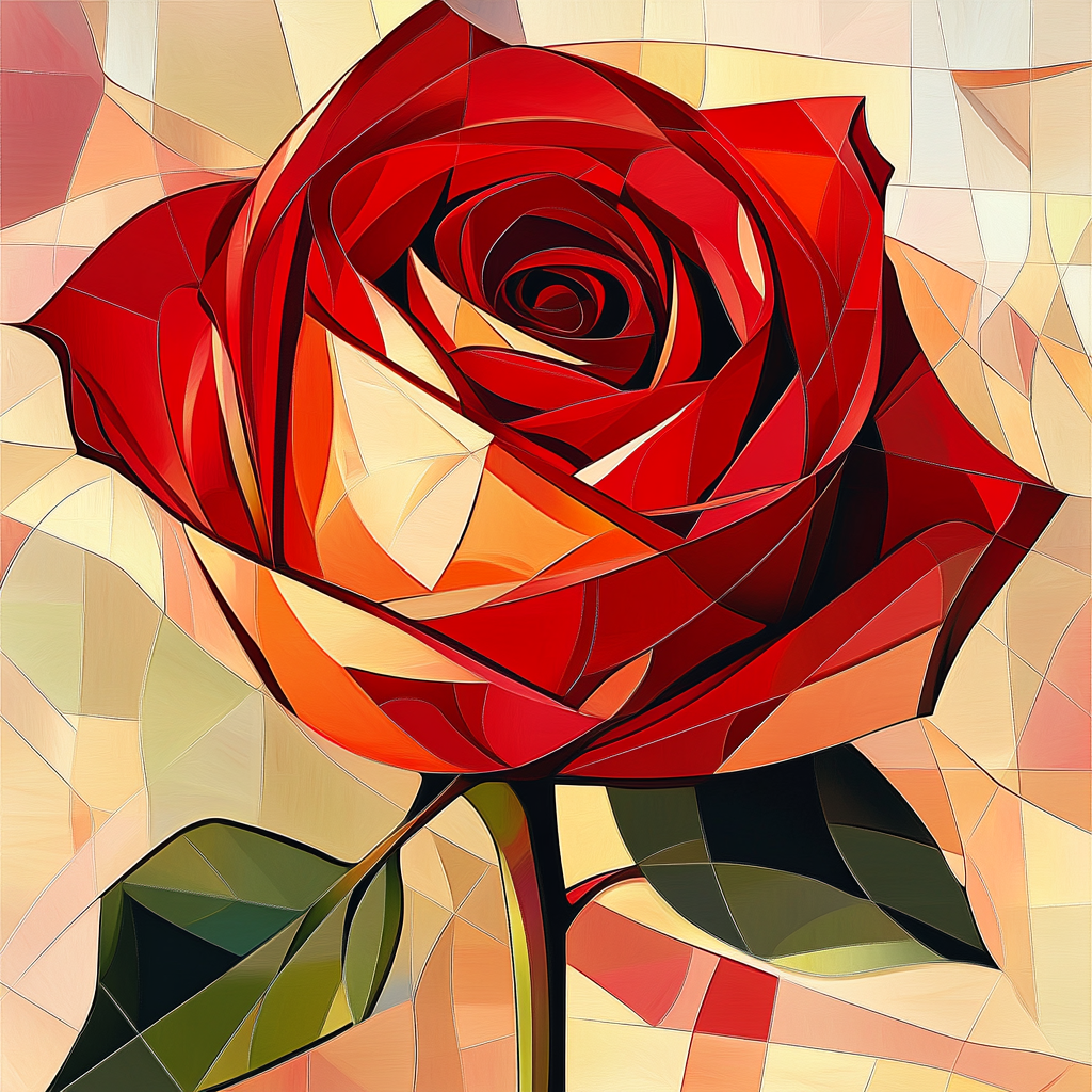Abstract Reddish Orange Rose Diamond Art Kit