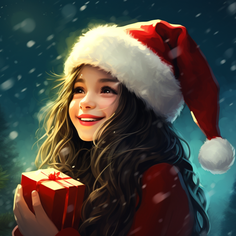 Girl In A Santa Hat Diamond Art Kit