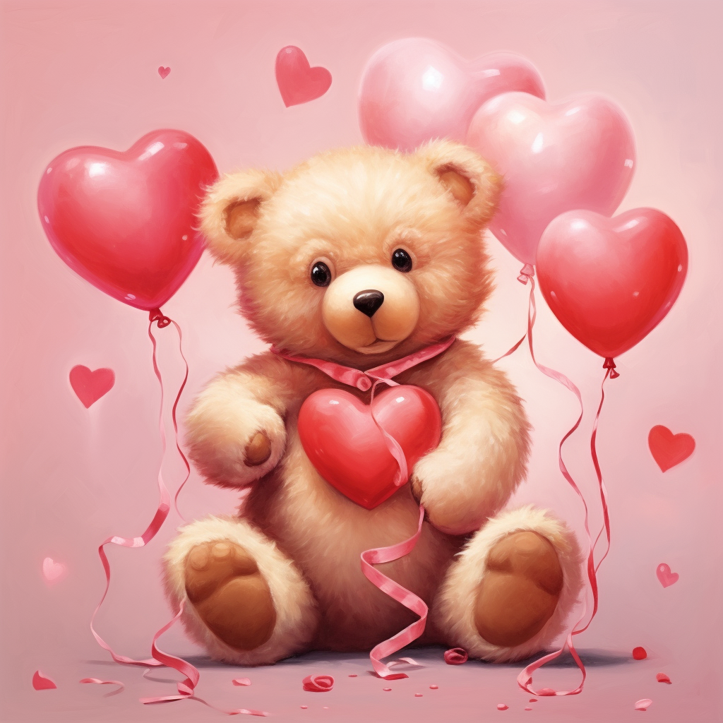 Valentine Balloon Teddy Bear Diamond Art Kit