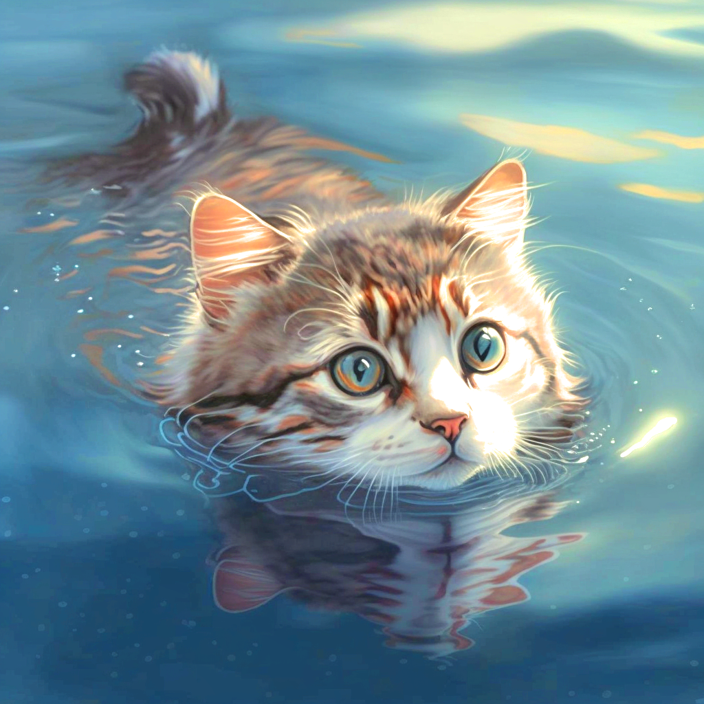 Swimming Cat Diamond Art Kit