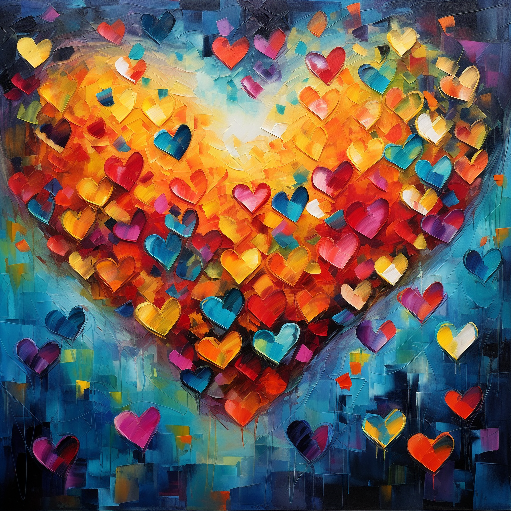 Heart And Hearts Abstract Diamond Art Kit