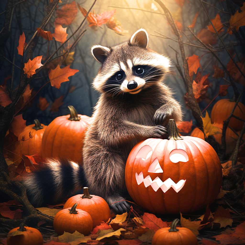 Sweet Halloween Raccoon Diamond Art Kit