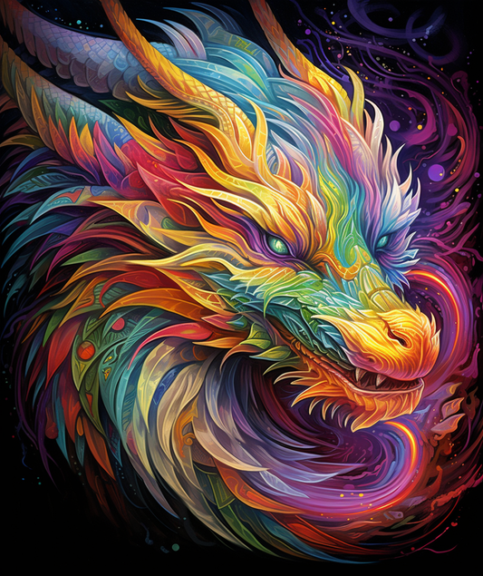 Swirling Rainbow Dragon Diamond Art Kit
