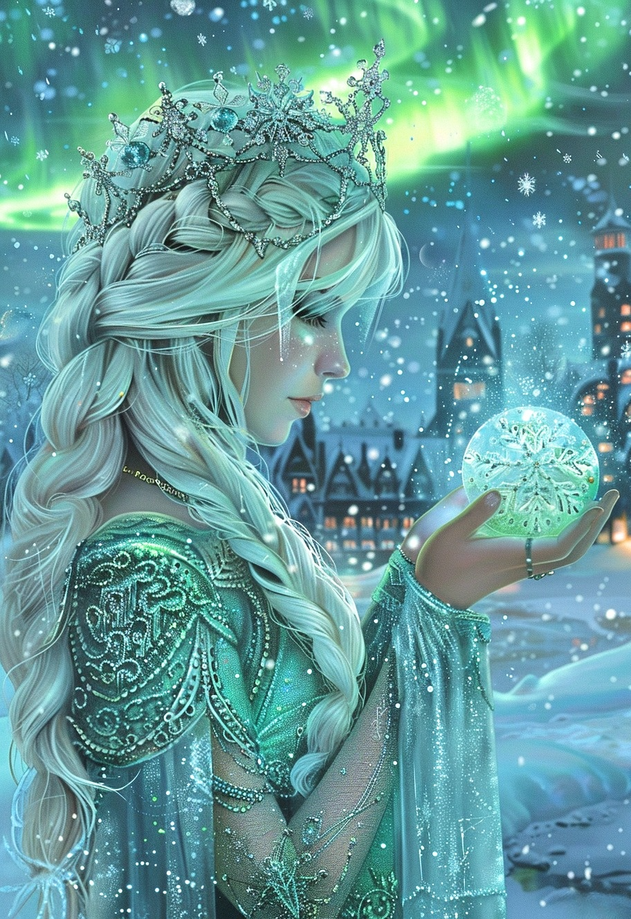 Green Dress Northern Lights Princess Diamond Art Kit