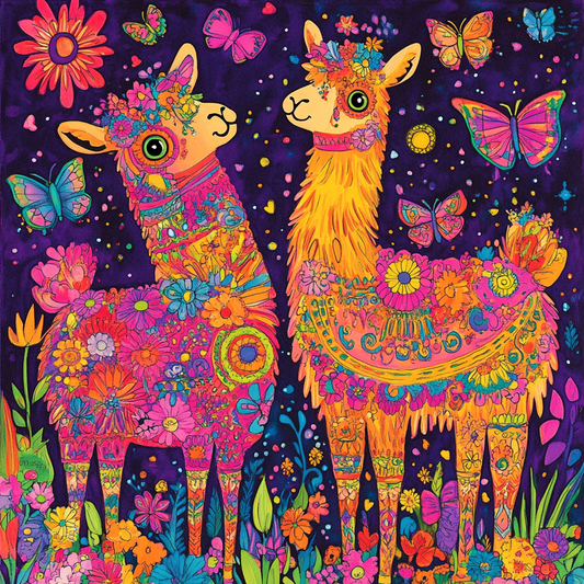 Two Colorful Alpacas Diamond Art Kit