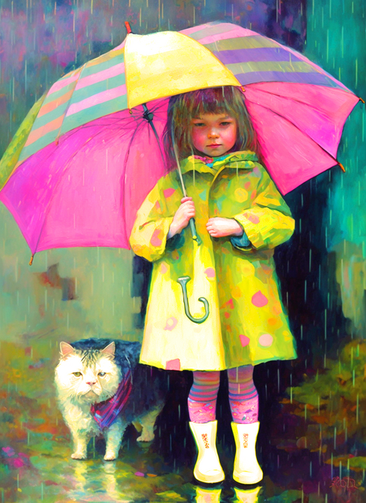 Abstract Rain Jacket Girl Diamond Art Kit