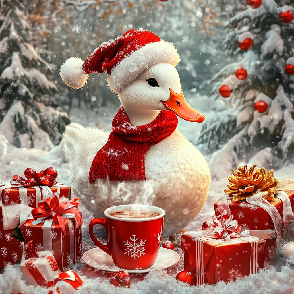 Christmas Duck And Coffee Cup Diamond Art Kit