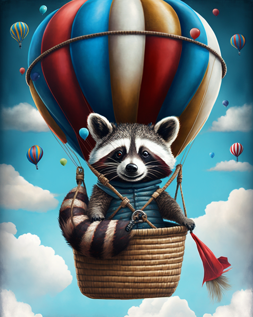 Raccoon Hot Air Balloon Diamond Art Kit