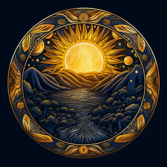Golden Sun And Water Circle Diamond Art Kit