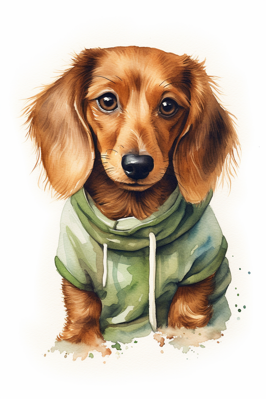 Dachshund Green Hoodie Diamond Art Kit