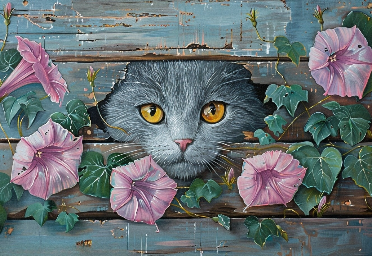 Gray Cat Peekaboo Diamond Art Kit