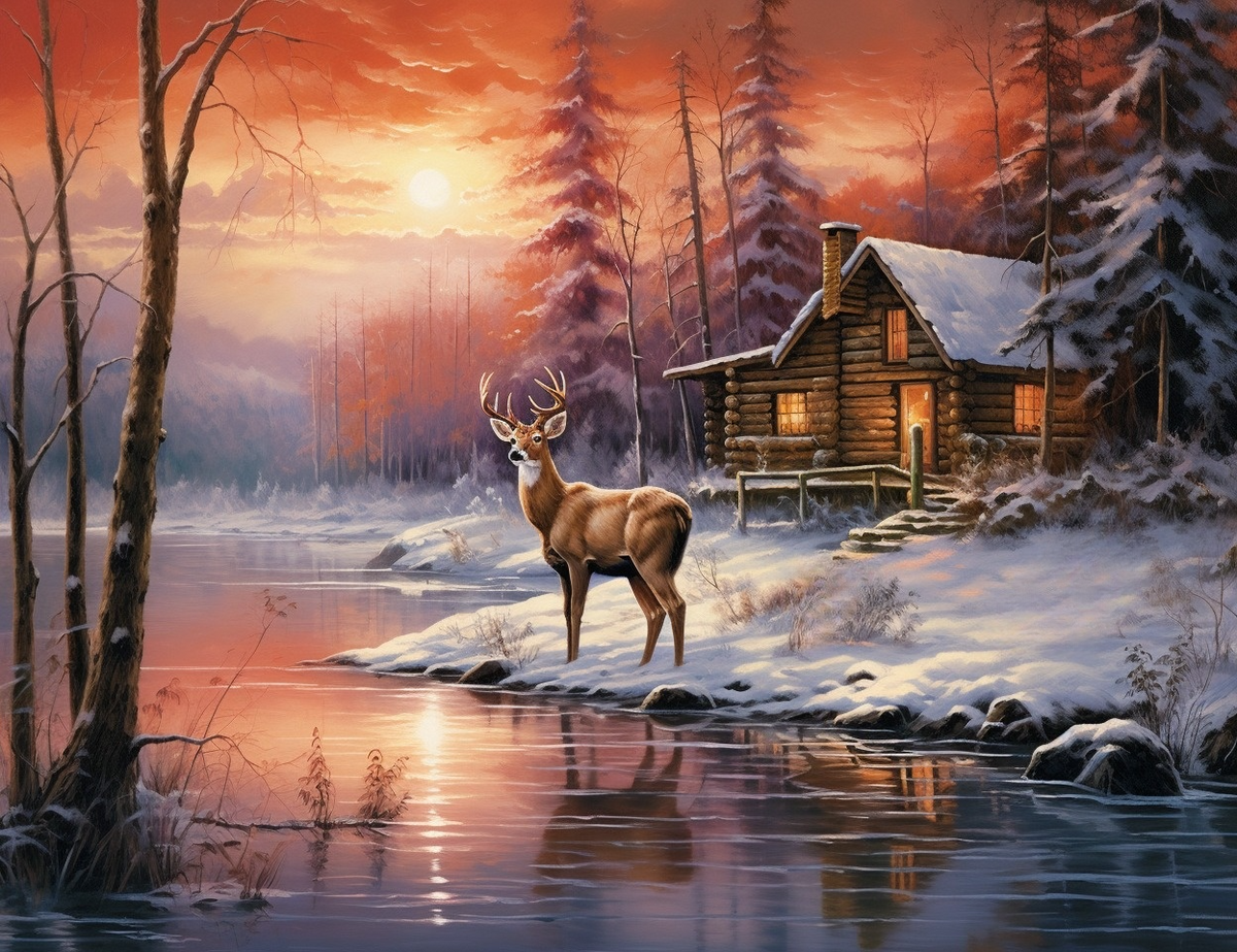 Sunny Winter Day Buck Diamond Art Kit