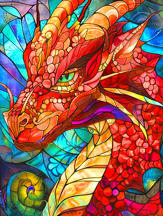 Red Orange Abstract Dragon Head Diamond Art Kit