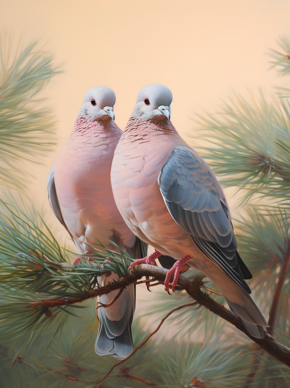 Two Pink Breast Doves Diamond Art Kit