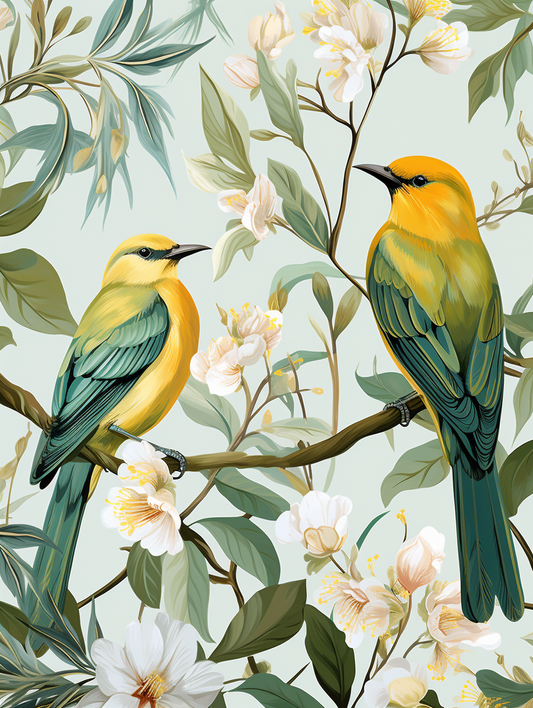 Two Green Birds Diamond Art Kit