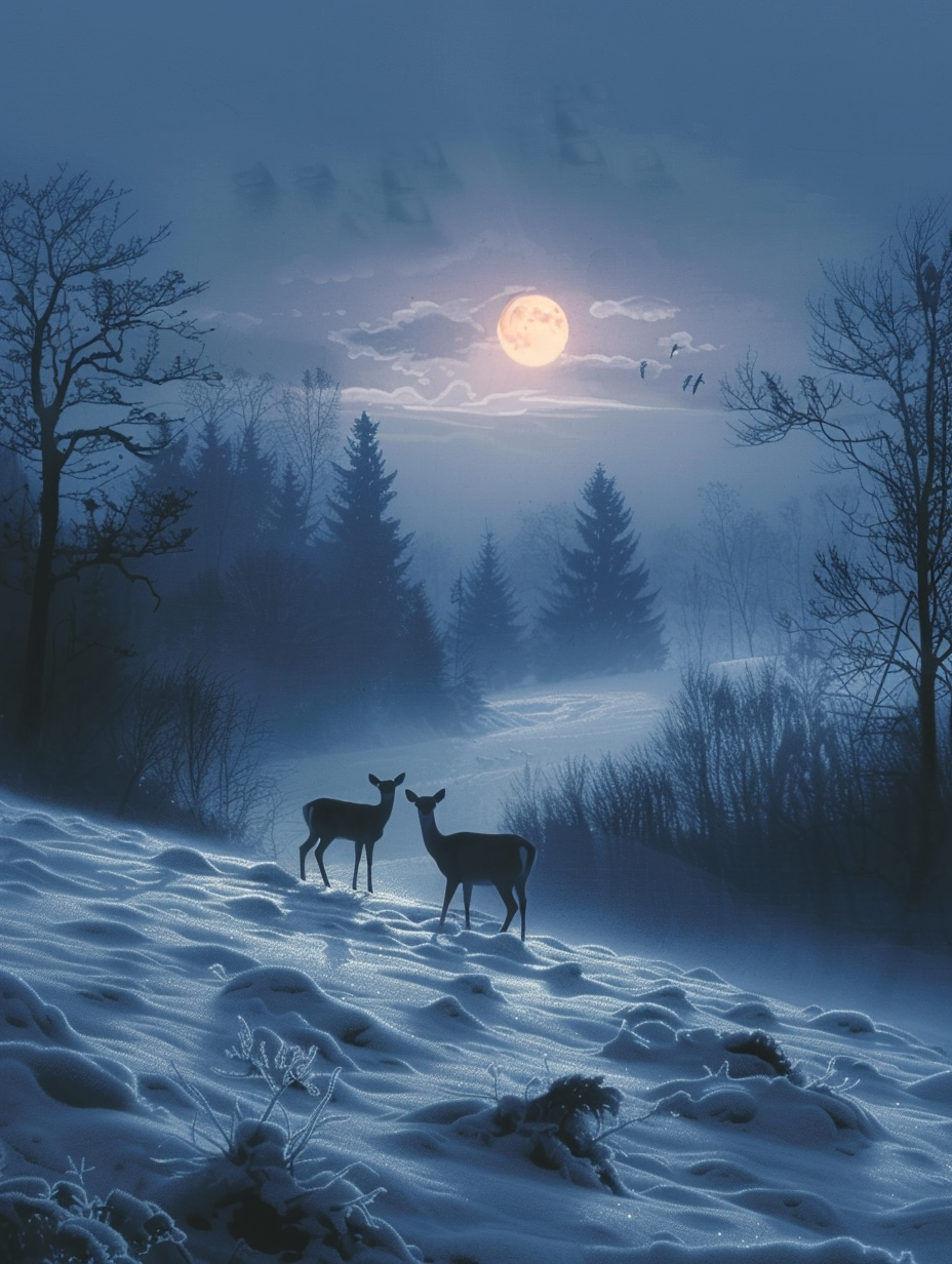 Two Deer Moonlight Diamond Art Kit