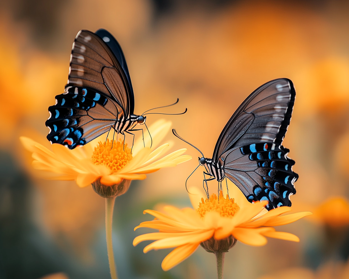 Gray Blue Spotted Butterflies Diamond Art Kit