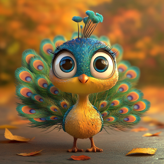 Baby Peacock In Fall Diamond Art Kit