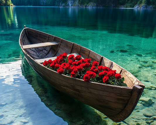 Red Roses Woodenboat Diamond Art Kit