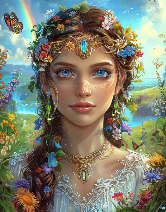 Blue Gem Nature Girl Diamond Art Kit