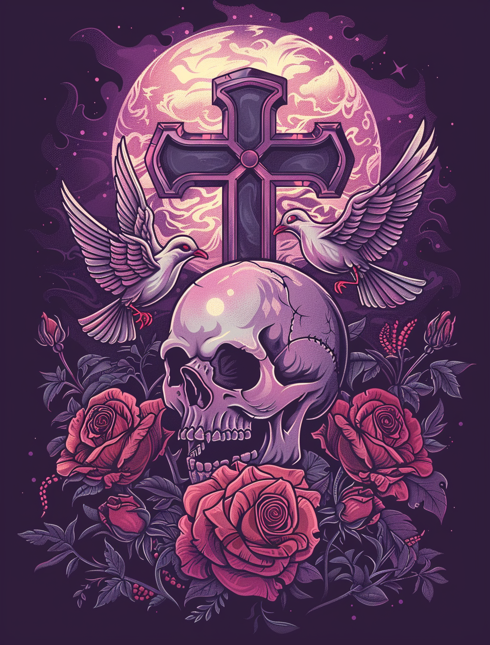 Full Moon Dove Skull Diamond Art Kit