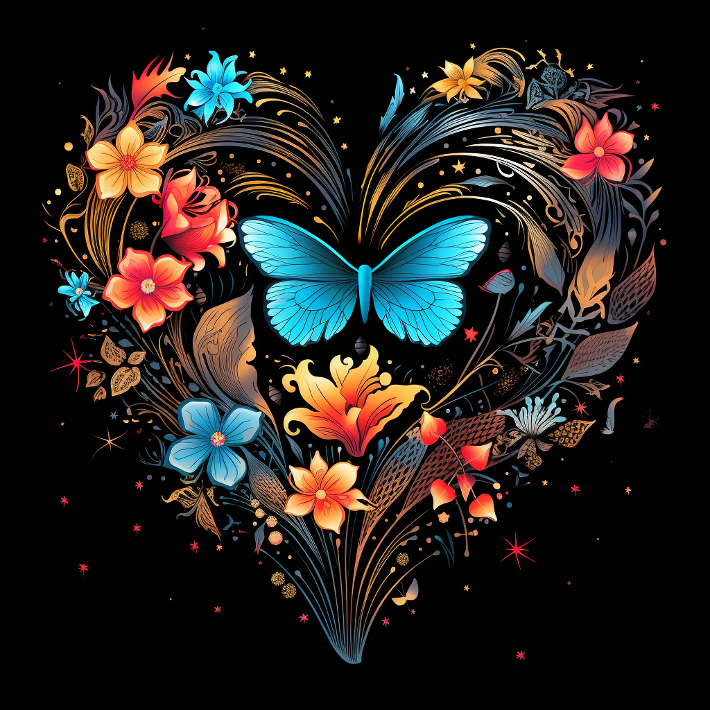 Center Blue Butterfly Heart Diamond Art Kit