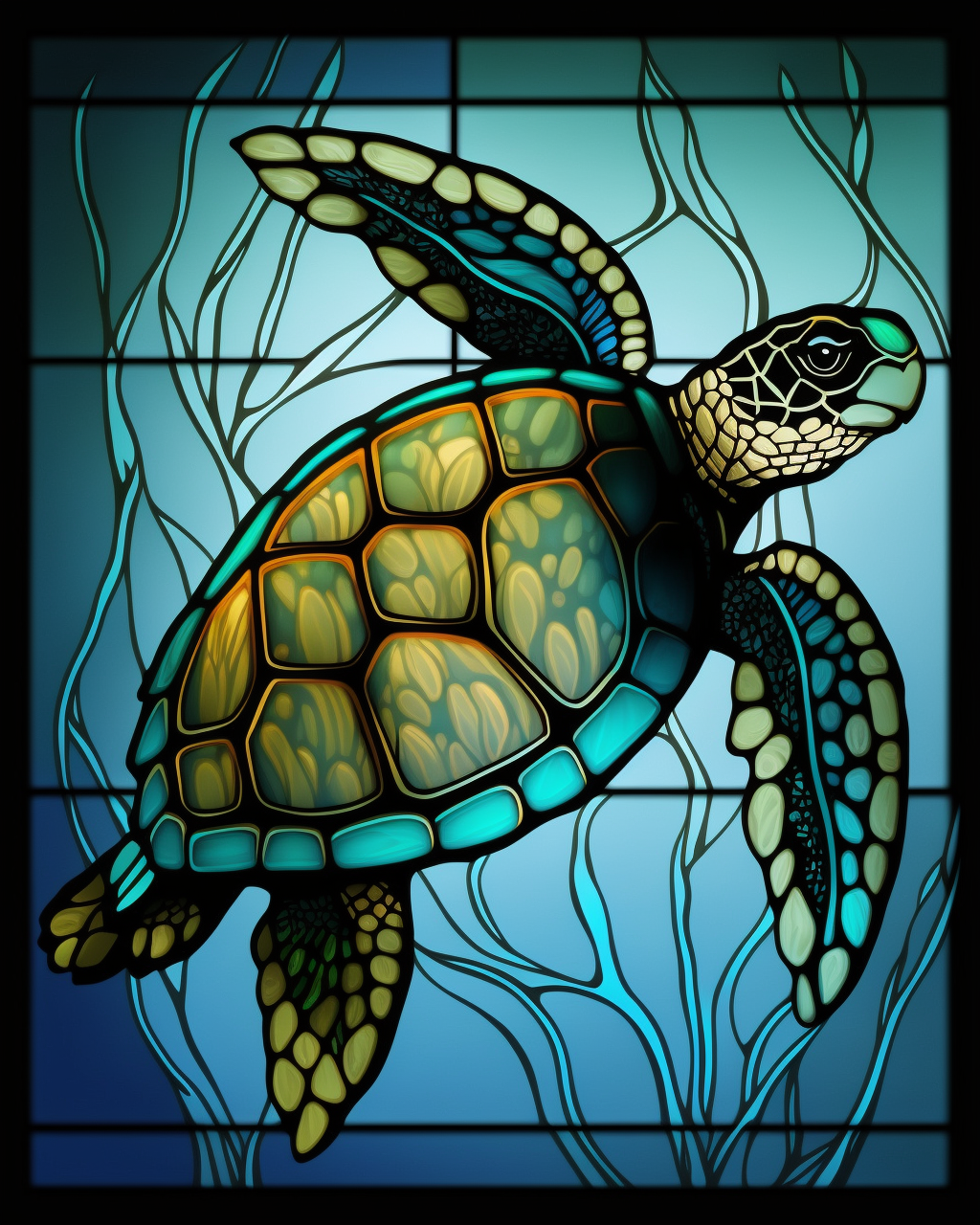 Abstract Sea Turtle Panel Diamond Art Kit