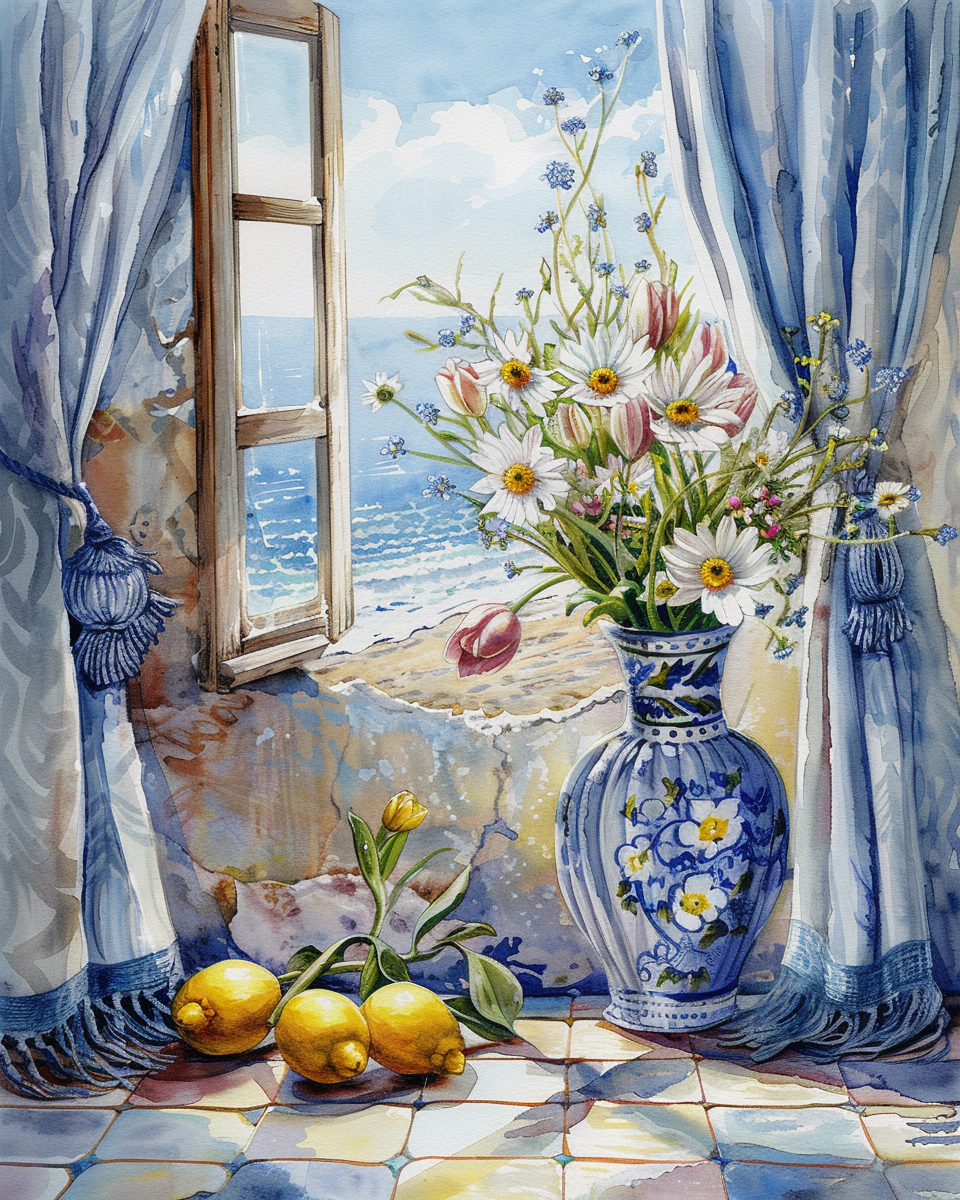 Lemons Daisy Flower Vase Diamond Art Kit