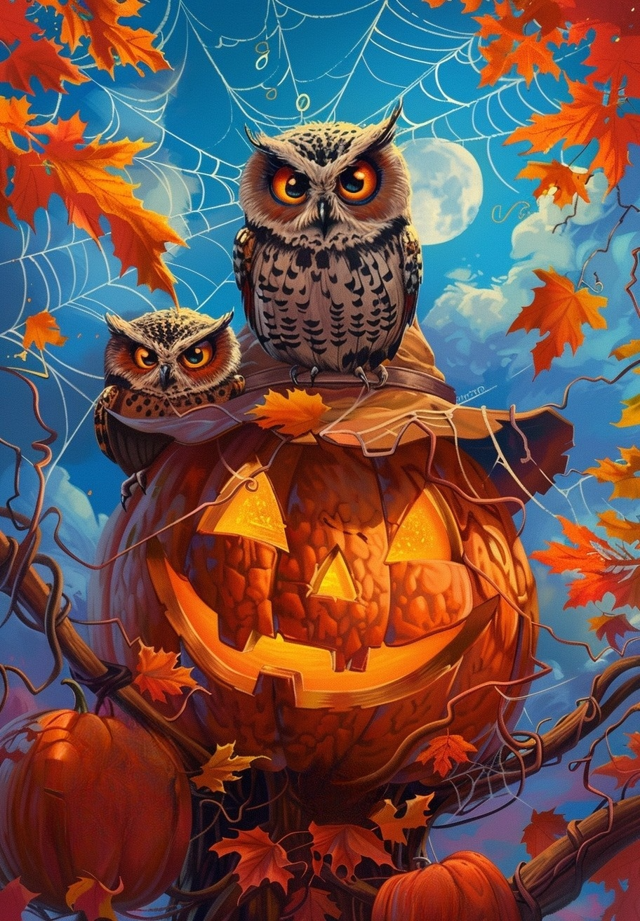 Bubbly Jacko Lantern Owls Diamond Art Kit
