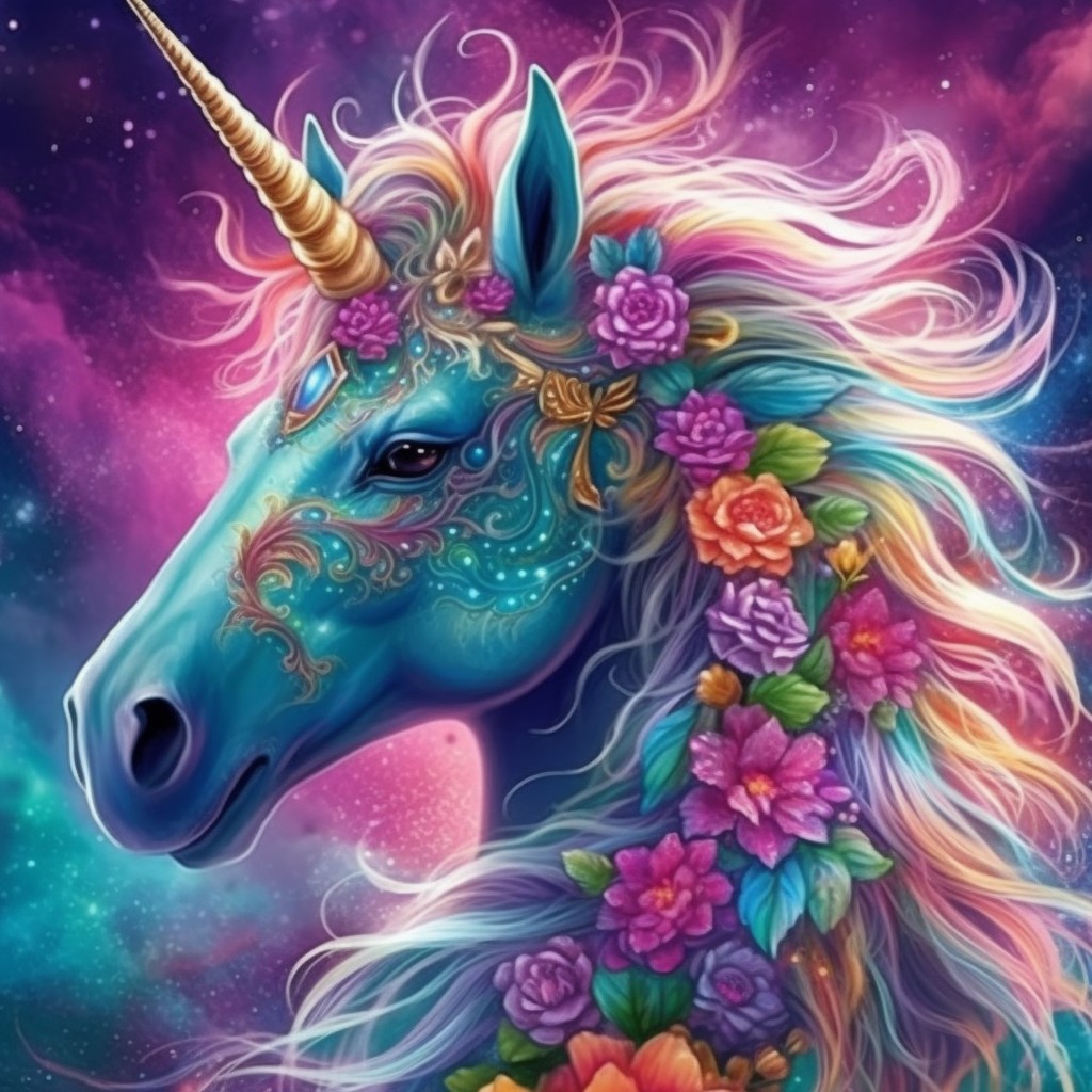 Bright Flower Mane Unicorn Diamond Art Kit