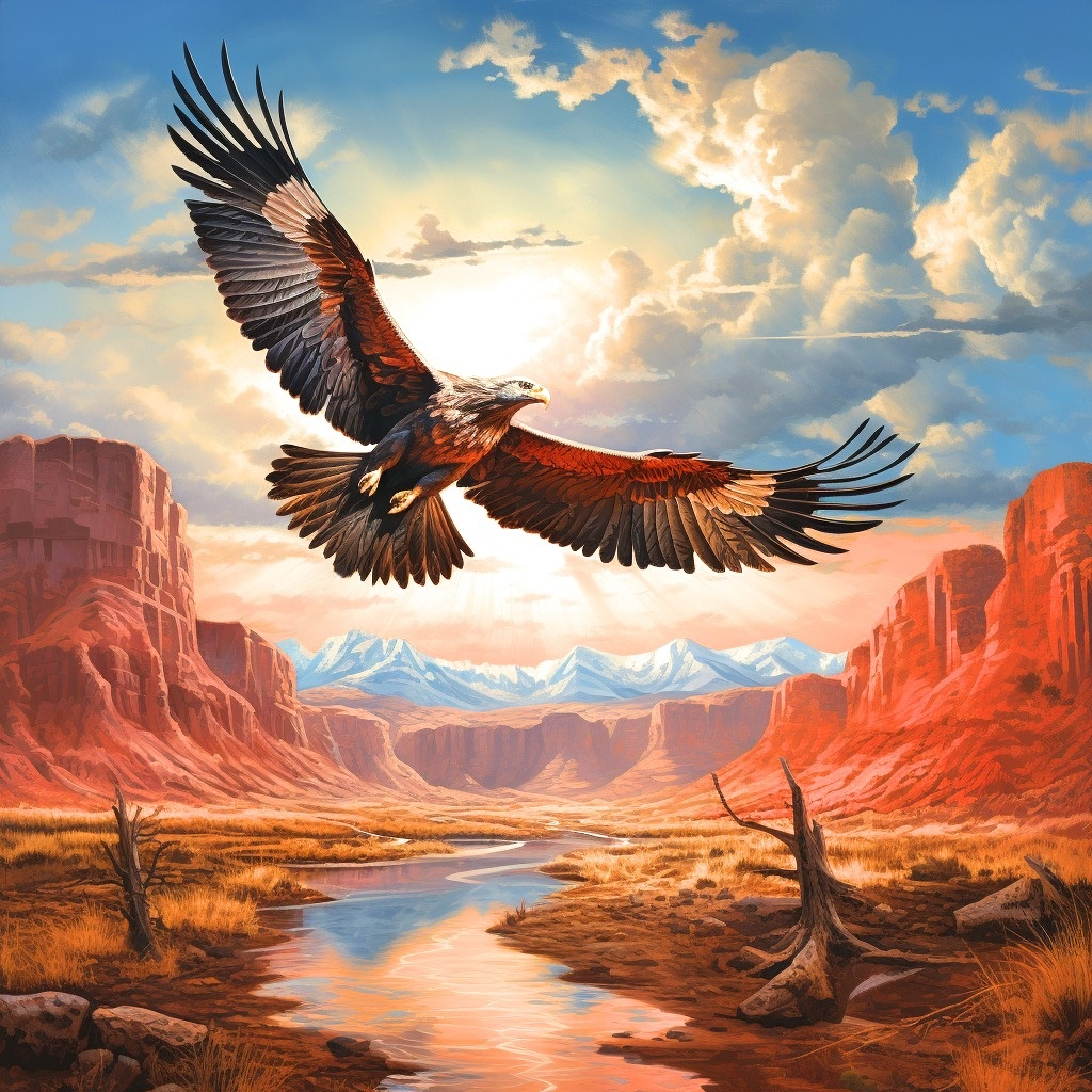 Clouded Sky Flying Eagle Diamond Art Kit