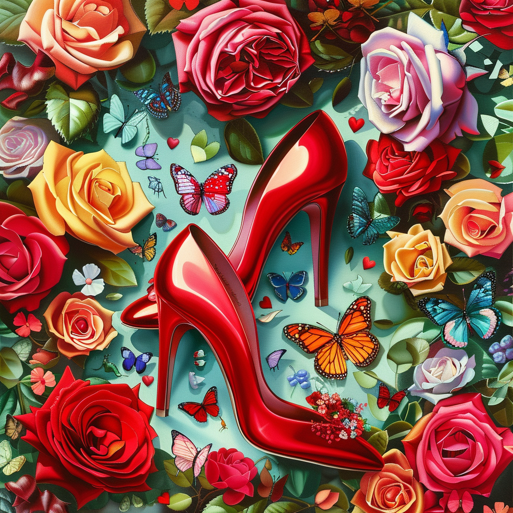 Two Red Stilleto S Roses Diamond Art Kit