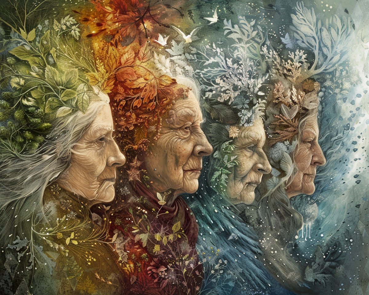 Four Seasons Elderly Women Diamond Art Kit