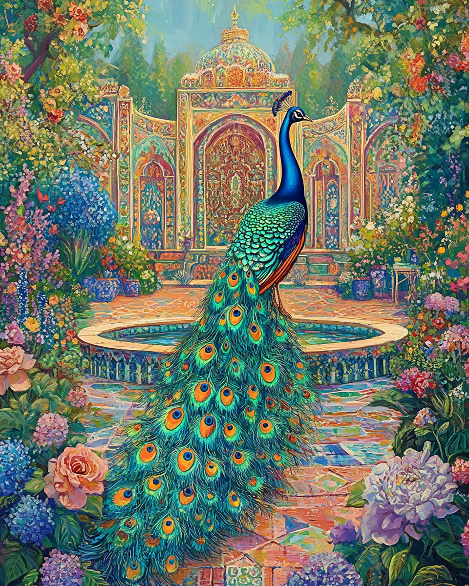 Persian Garden Peacock Diamond Art Kit